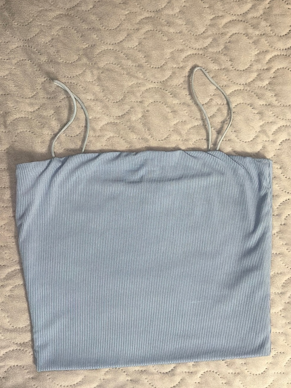 Light Blue Ribbed Spaghetti Strap Women's Tank Top